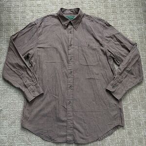CC Filson 100% Cotton Plaid Button Up Shirt Mens Medium Brown Long Sleeve Casual